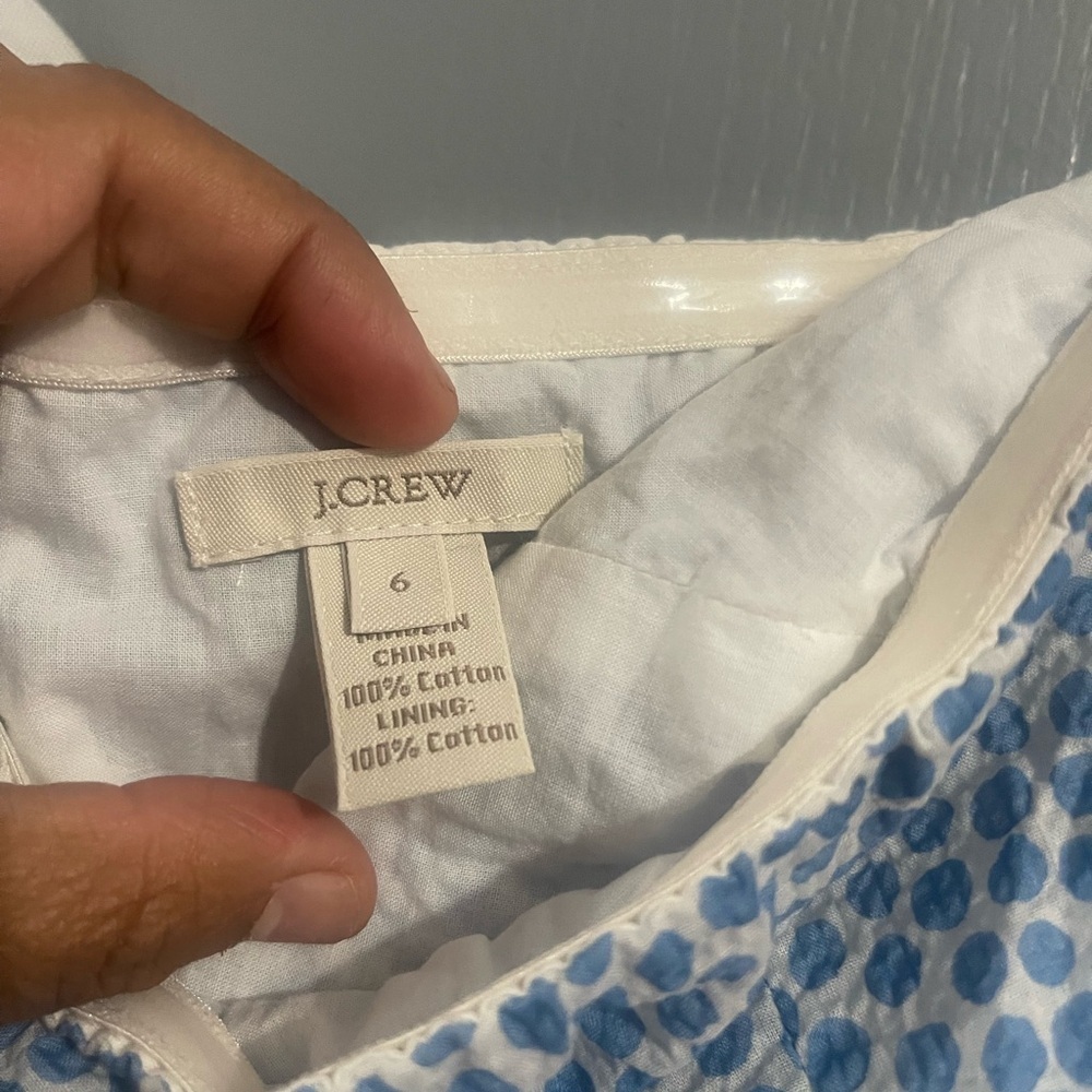 J. Crew Blue and White Pleated Sundress 100% coton - Picture 4 of 5